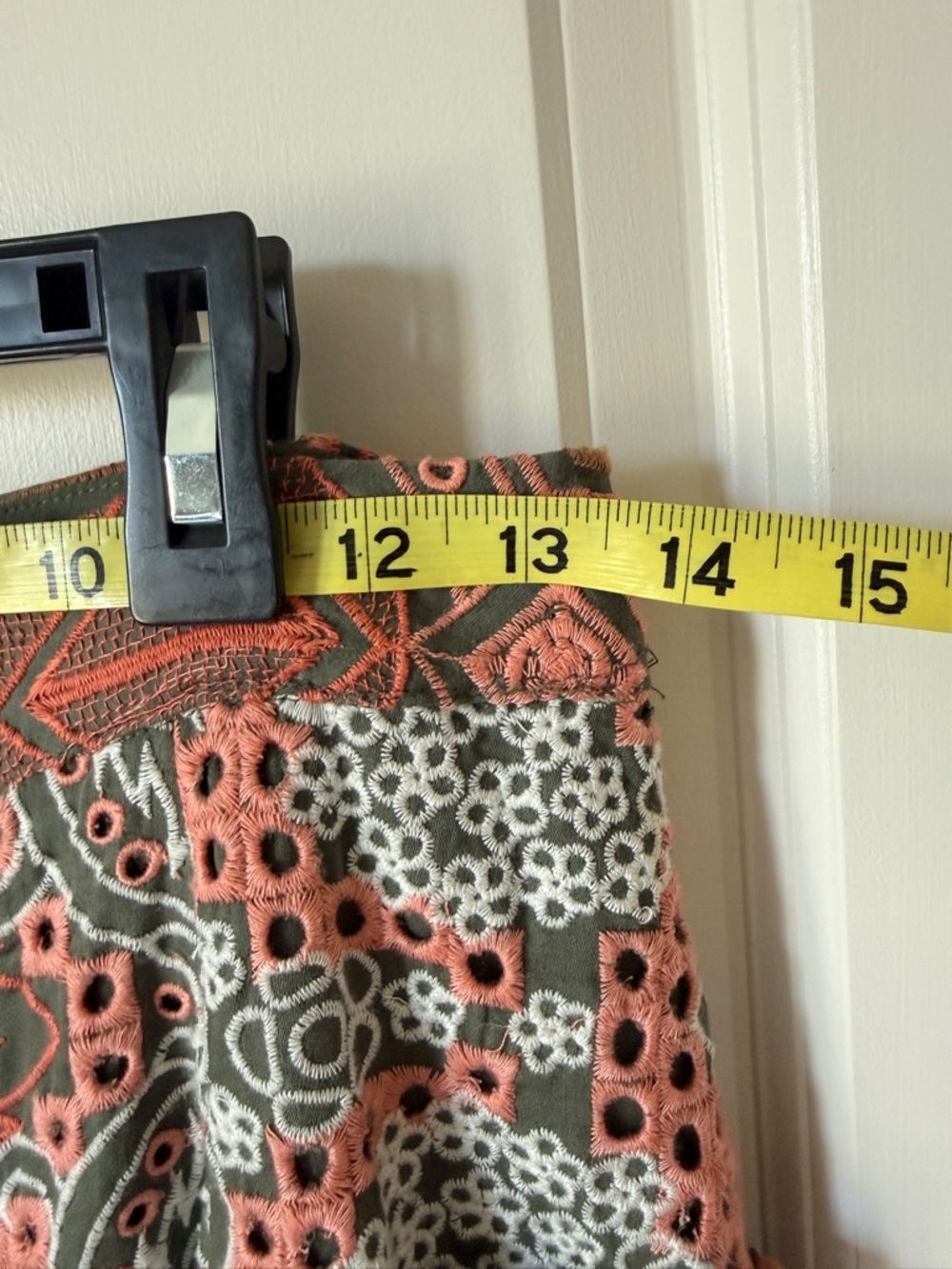 Cotton Blend Midi Skirt in Coral & Olive - Picture 8 of 9